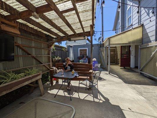 Patio with covered TV