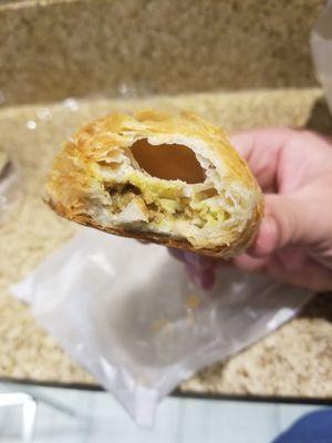 The inside of the curry beef roll. Though the filling looks small it's so flavorful that it's just enough. $1.75