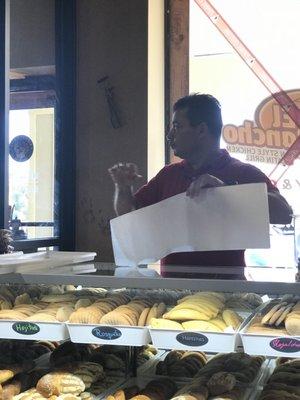 Jose Martinez selling his delicious bread