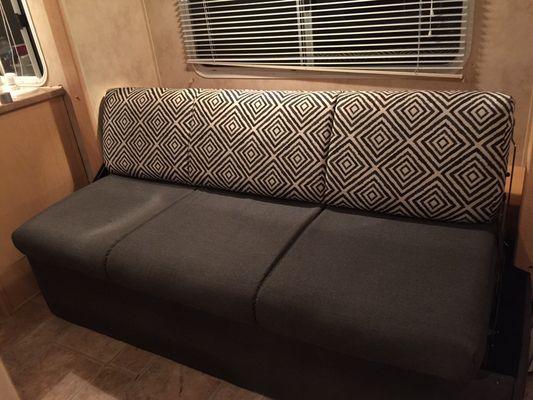 RV sofa bed with sunbrella fabric