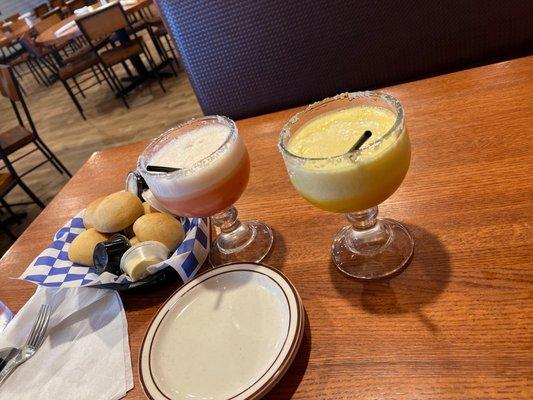 Prickly Pear Margarita (add Cherry) & Top Shelf Margarita - Mango