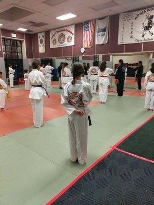 Reverence to the flag on belt testing night