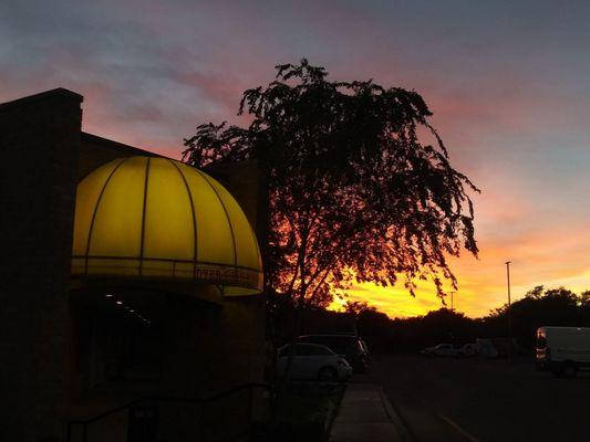 Spectacular sunset looking across the parking lot for the restaurant.