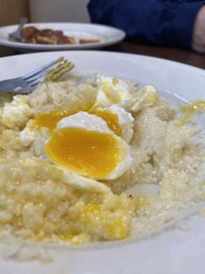 The perfect poached egg over "Karen's Grits"