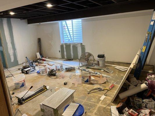 Basement bedroom installed with a bathroom