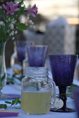 Purple goblets and mason jar mug