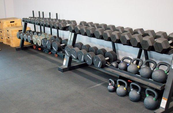 Open Gym Dumbbells and Kettle bells