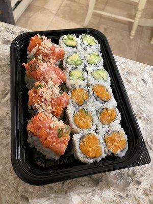 Volcano Roll, Sweet Potato Tempura Roll, Mix Vegetable Roll