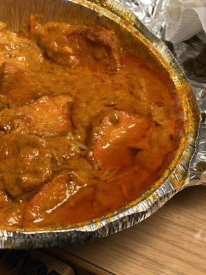 Oil all over the butter chicken.