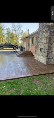 barnwood stamped patio.