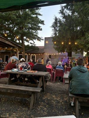 Outside seating at a show