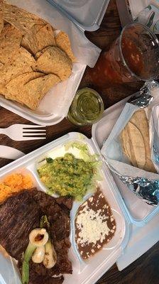 Carne Asada and chips w/salsa. Absolutely DELICIOUS! You can't go wrong with anything you choose but this is by far my favorite.