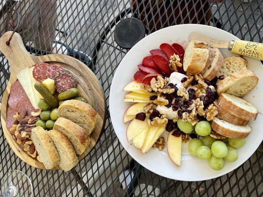 Charcuterie and a fruit and brie plate. Delicious!