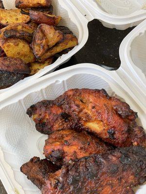 Tandoori chicken wings and Masala potato wedges