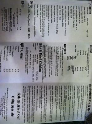 Take out menu (front)