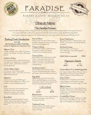 Menu as of 6/1/23