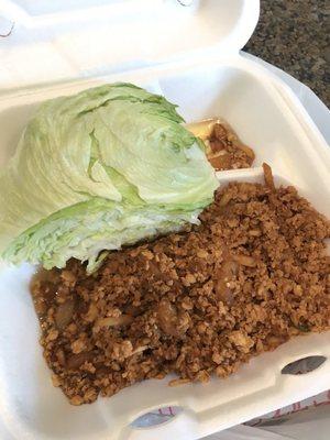 Lettuce wraps I could live off!!! Look at this generous amount- all this for only $5. The flavor is a party in your mouth! Get this!!