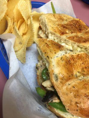 Chicken Melt with a side of chips - YUM!