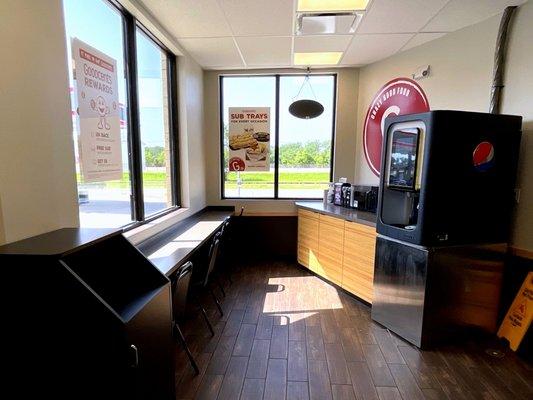 Dining Area, Beverage Dispenser and Microwave