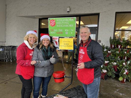 Donating time with Salvation Army Bell Ringing.  Realtors Ring Day.  Tumwater, WA