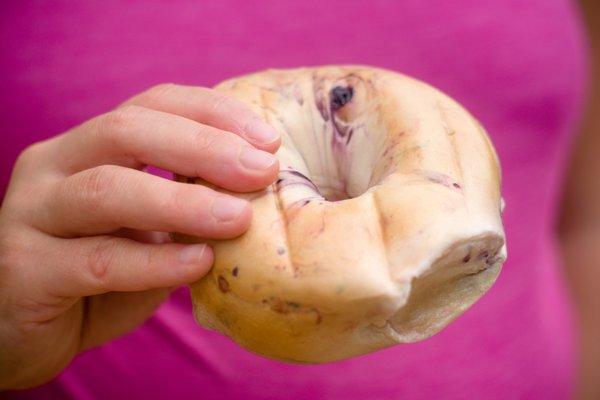 Delicious blueberry bagel!