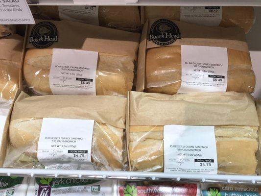 Publix Pre-made Deluxe Subs (in the Deli's refrigerated case)