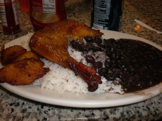 Baked Chicken with rice and plaintains