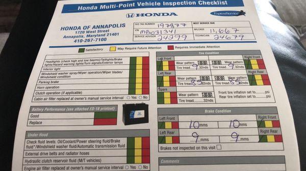 Honda of Annapolis' measurements the day after DARCARS of Honda's measurements