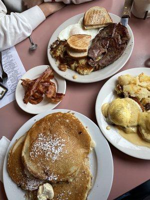 Banana Pancakes, Sirloin Steak, Our "Famous" Eggs Benedict