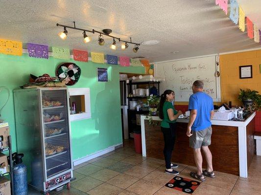 Right when you walk in; lunch specials on whiteboard