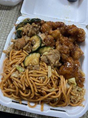 Chow Mein, Fried Rice, Orange Chicken, Mushroom Chicken