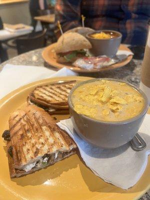 Panini and chicken tortilla soup