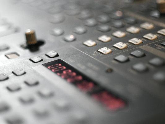 Low angle of modified D8B mixing console with customized firmware enabling it to be used in a modern studio.