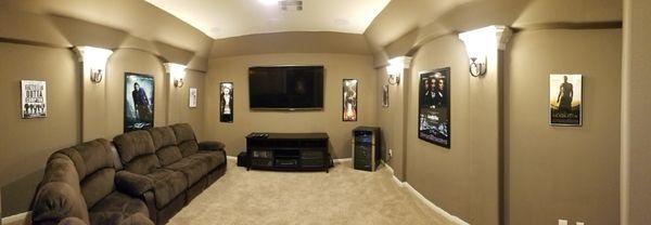 Custom Theater Room completed with a 5.1 surround sound set up.