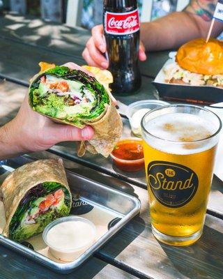 Vegan Falafel Wrap with a Draft Craft Beer