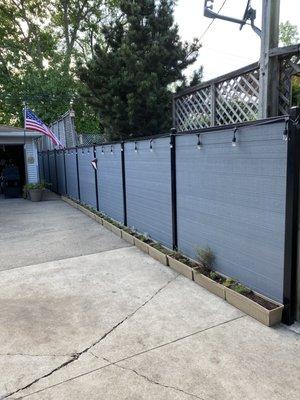 Got our lights up and ground planters back in place--so happy.