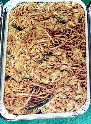 $100 each for full tray of selected item. Shown is crispy chow mein noodles.