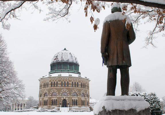 Chester Arthur, our 21st President and Union alum, looking out at the Nott Memorial