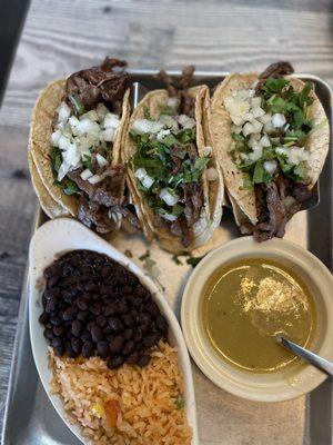 Steak taco meal