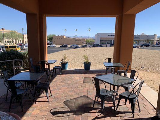 Outdoor seating with the Mountain View