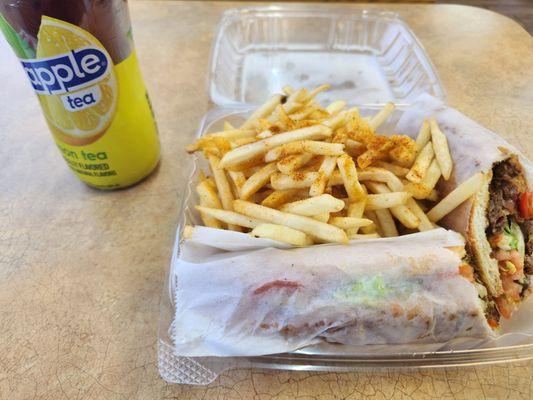 Cheesesteak and a Snapple Ice Tea