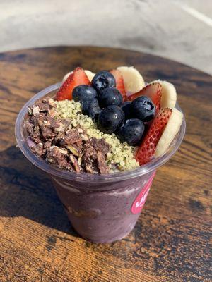 Açaí bowl in a 12 oz to-go cup