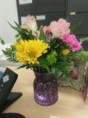 Flowers from Royers hubby had delivered. Cute vase!