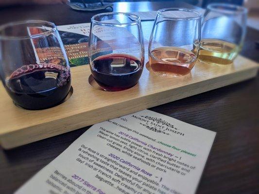 Wine Tasting Flight as of Sept 2021