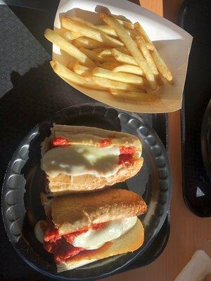 Meatball Sub with Fries.