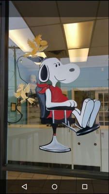 Picture of Snoopy's getting a little hair trim.