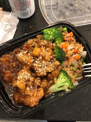 Sesame chicken with pork fried rice