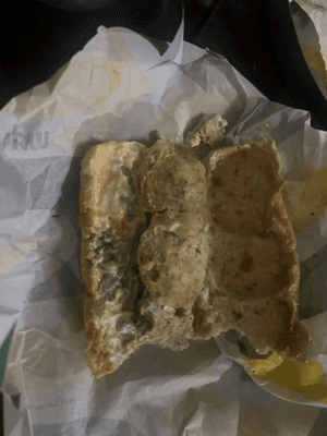 This was what i recieved , all the bread inside the bun looked like it was eaten before it was made , like a half assed attempt at rattery.