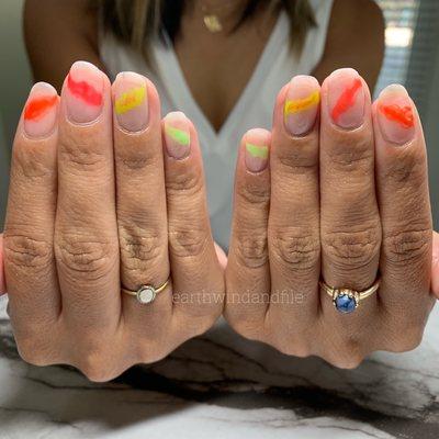 Neon Watercolor nails