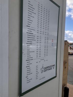 Coffee menu